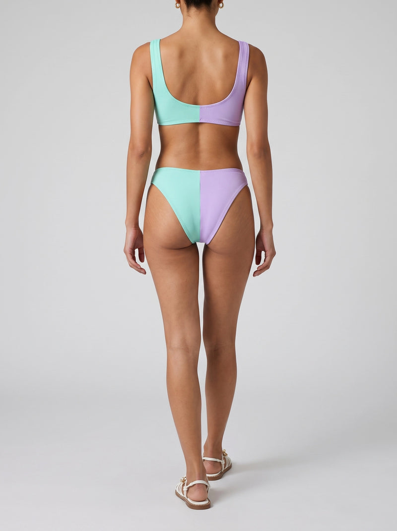 Luna Two-Tone Floral Embellished Bikini Bottom