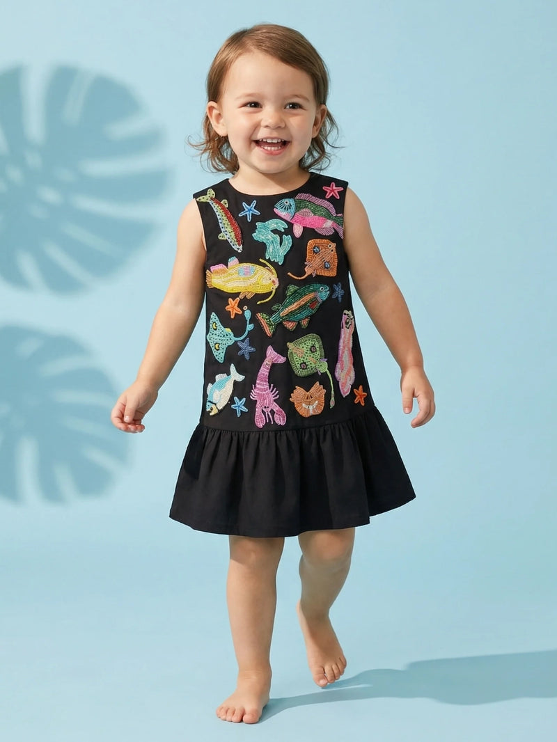 Arizona Big Ruffle Kids Dress Multi Colour