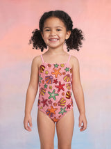 Under the Sea Kids Fuschia Thin Strap Swimsuit