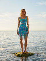 Oceanic Blue Tasseled Mini Dress