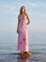 Crescent Shell Pink Long Dress in Stock