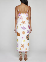 New York Strapped Dress Embroidary Straps in White
