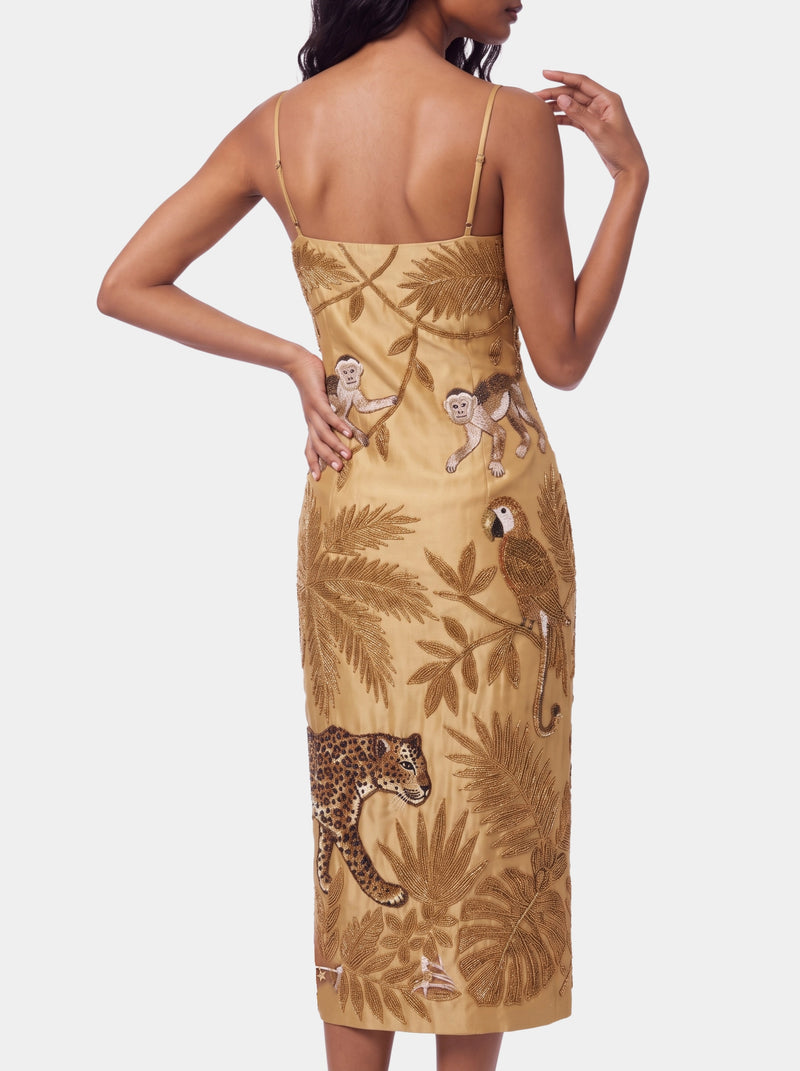 Zola Gold Midi Strap Dress
