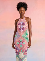 Rowan Halter Maxi Crochet Pink Dress