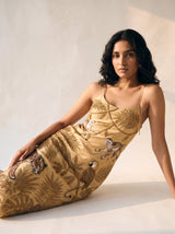 Zola Gold Midi Strap Dress