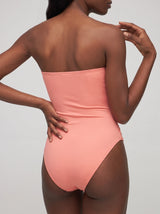 Orange Coral Hand-Beaded Strapless Swimsuit