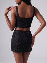 Royal Hibiscus Black Co-ord Top