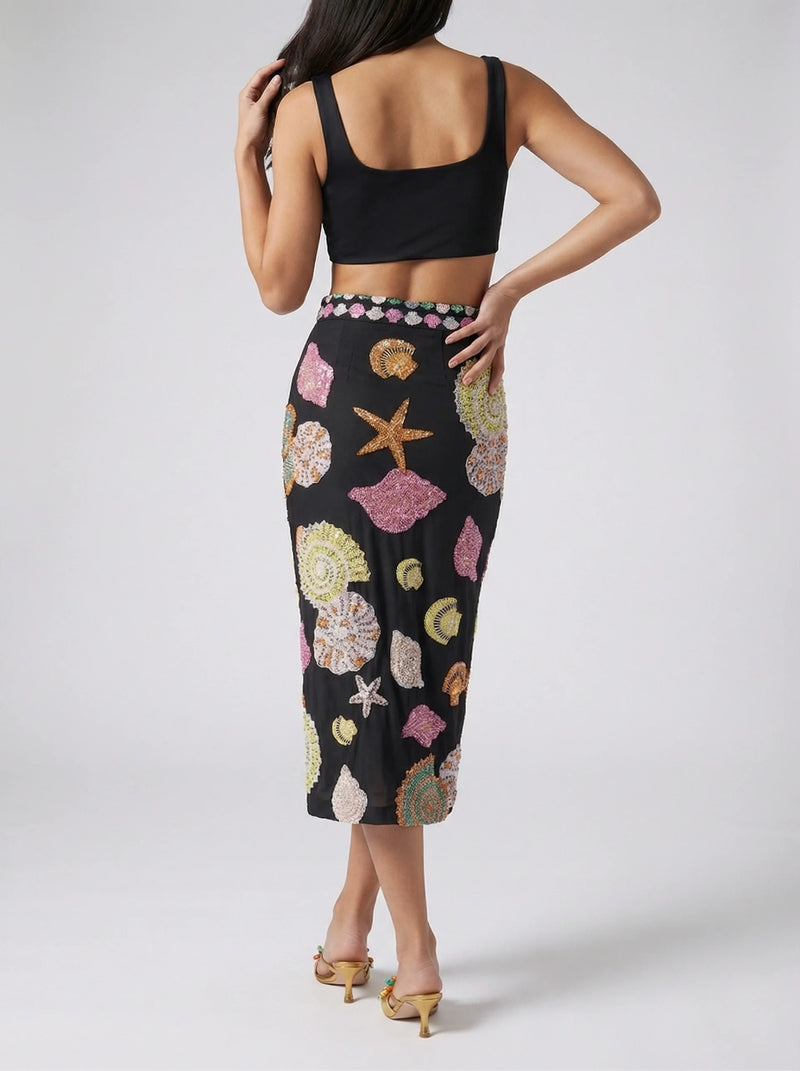 New York Hand-Embroidered Top Black in Stock
