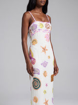 New York Strapped Dress Embroidary Straps in White