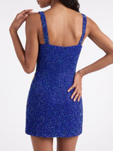 Navy Coral Muse Hand Beaded Mini Dress