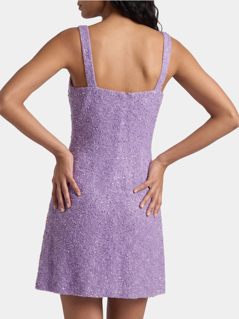 Morish Idol Hand Beaded Mini Dress Purple