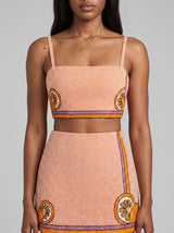 Melodie Co-ord Hand Embroidered Crystal Skirt Peach
