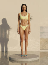 Aaliyah Embellished Bikini Bottom Yellow