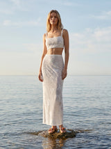 Hazel Beaded Powermesh Jellyfish Maxi Skirt- White