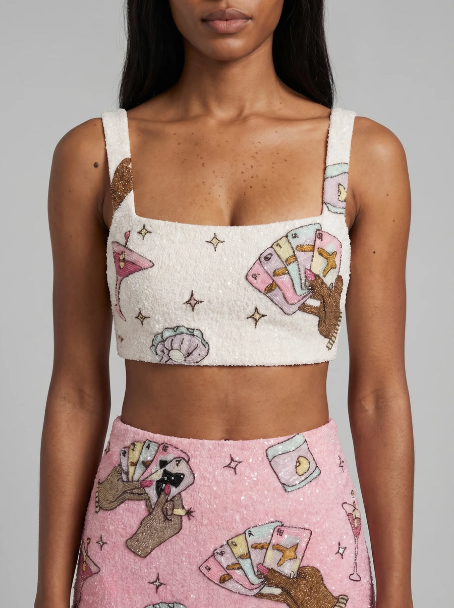 Vegas Hand Beaded Multi Colour Co-ord Skirt