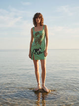 St. Barth Hand-Beaded Crystal Green Mini Dress