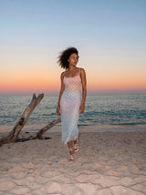 Calliope Luxury Hand Embroidered Crystal Pink Blue Ombre Maxi Party Dress