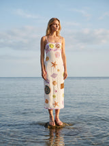 New York Strapped Dress Embroidary Straps in White