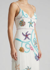 Marella Tides Maxi Dress – Wave-patterned resort maxi long dress – Oceanus Swimwear