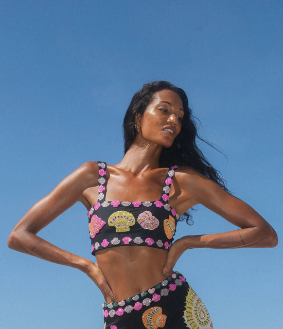 New York Hand - Embroidered Top - Oceanus Swimwear