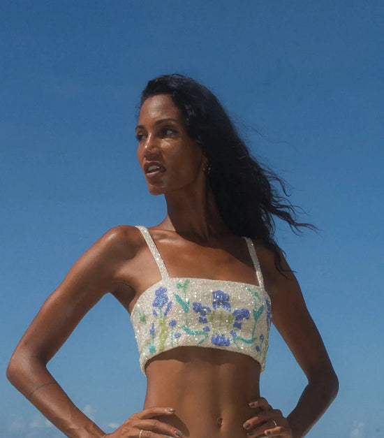Venice Hand - Embroidered Co - Ord Top - Oceanus Swimwear
