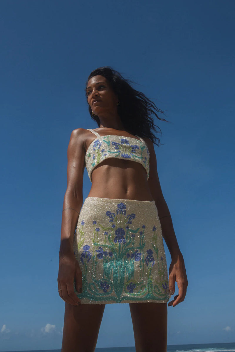 Venice Hand - Embroidered Co - Ord Top - Oceanus Swimwear