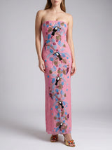 Aya Fully Beaded Pink Maxi Dress