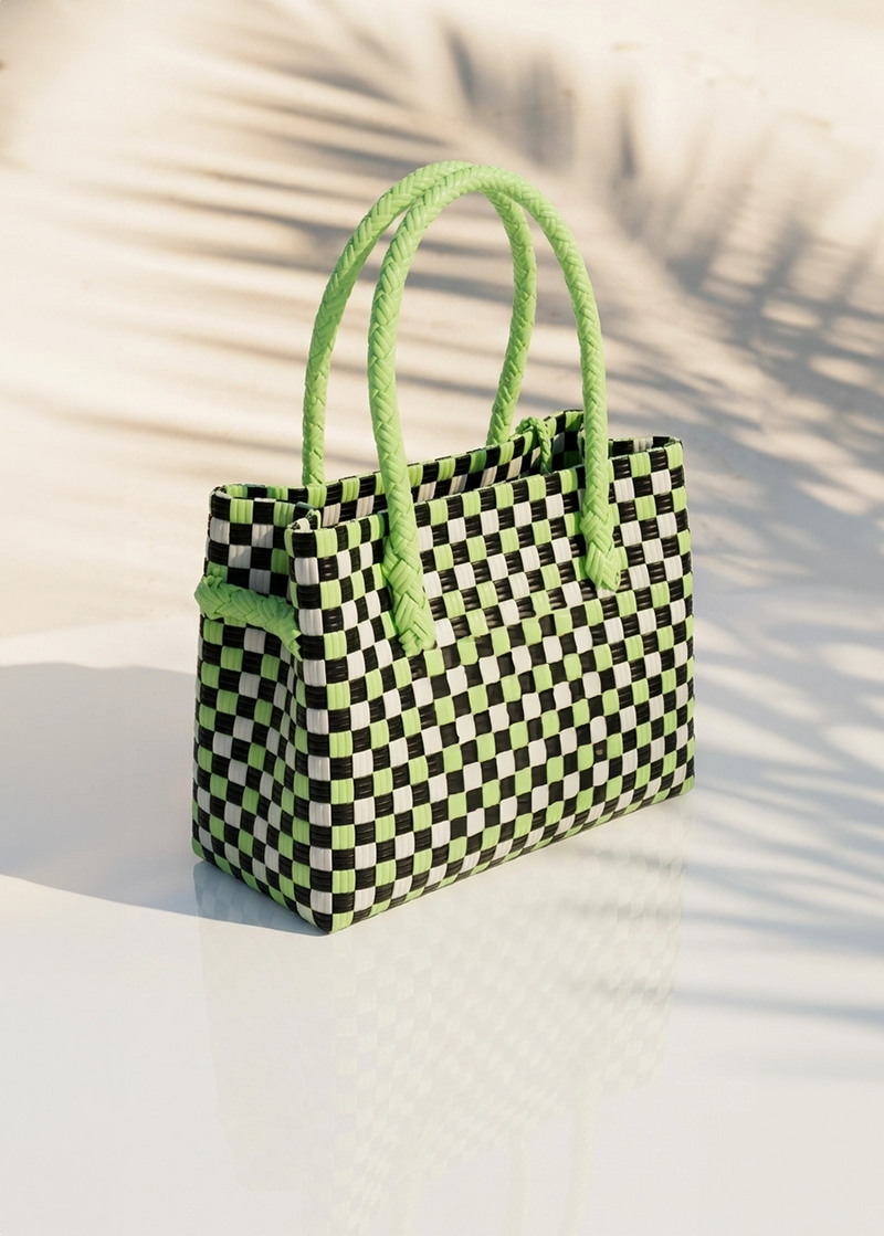 Riviera Lime Check Tote Bag