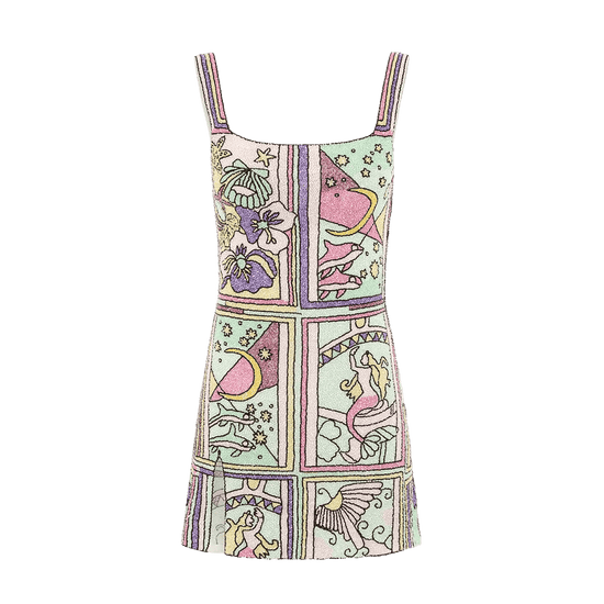 Talia Hand Beaded Multi - Coloured Crystal Party Dress - Oceanus Swimwear