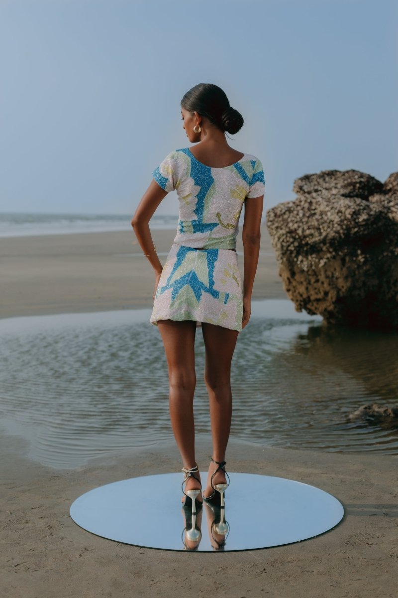 Maya Petal Hand Beaded Skirt Oceanus x By Poppy - Oceanus Swimwear