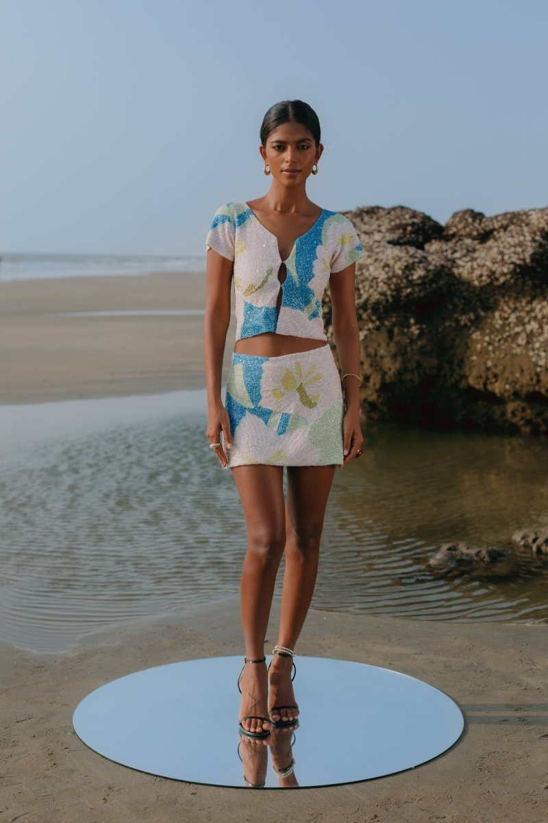 Maya Petal Hand Beaded Skirt Oceanus x By Poppy - Oceanus Swimwear