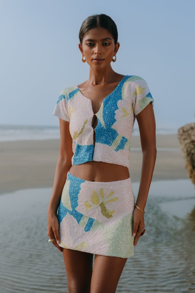 Maya Petal Hand Beaded Skirt Oceanus x By Poppy - Oceanus Swimwear