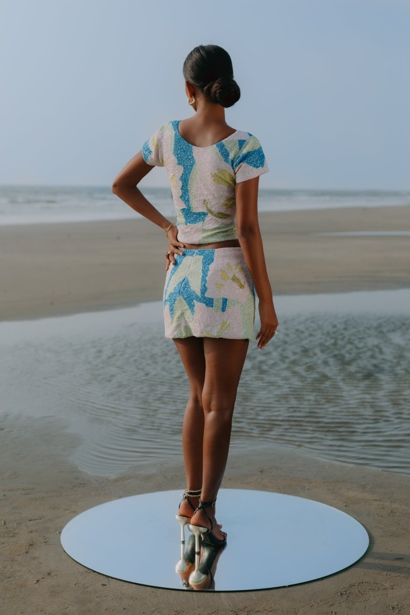 Maya Petal Hand Beaded Skirt Oceanus x By Poppy - Oceanus Swimwear