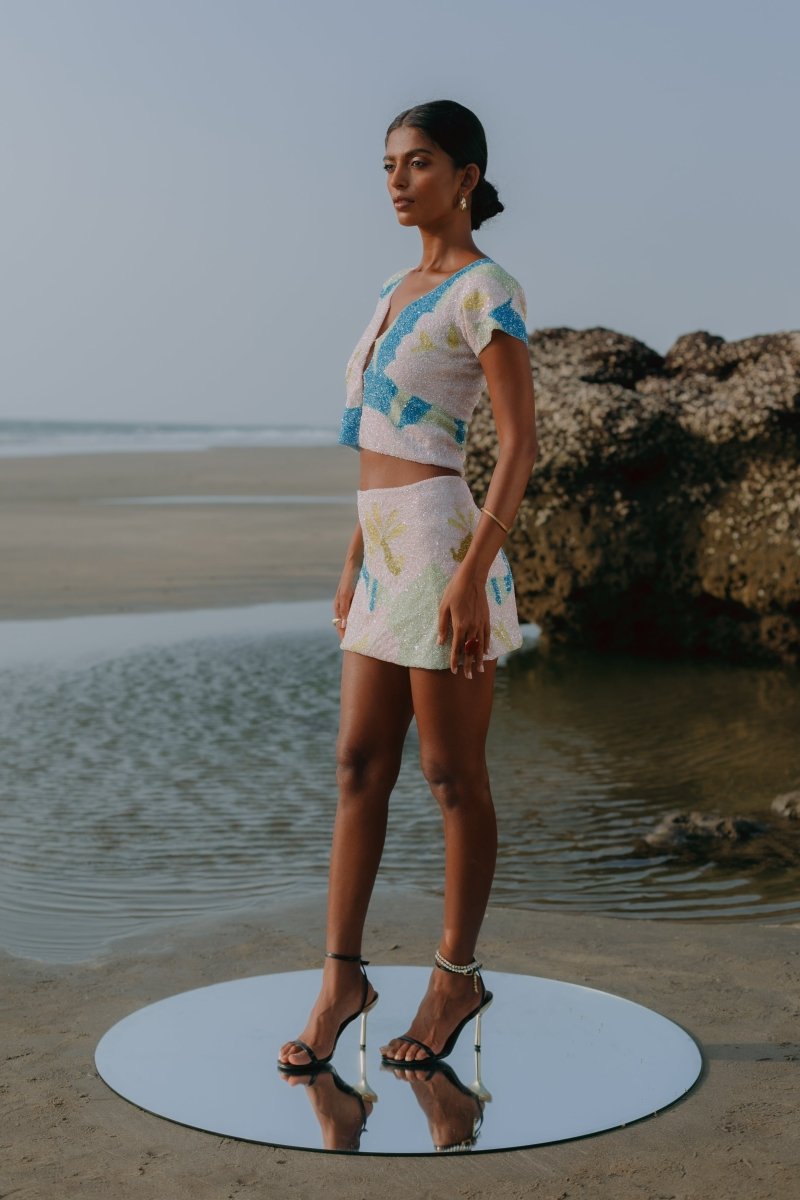 Maya Petal Hand Beaded Skirt Oceanus x By Poppy - Oceanus Swimwear