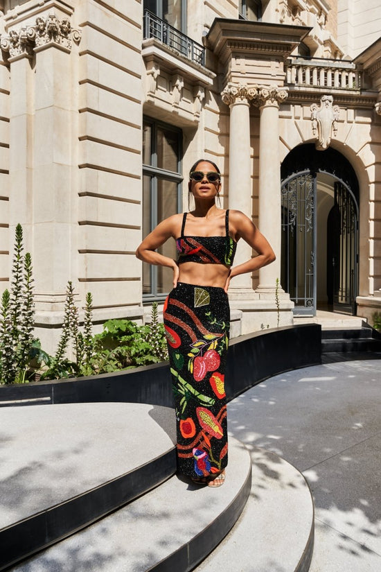 La Noche Beaded Co - ord Skirt Black Christina Milian - Oceanus Swimwear