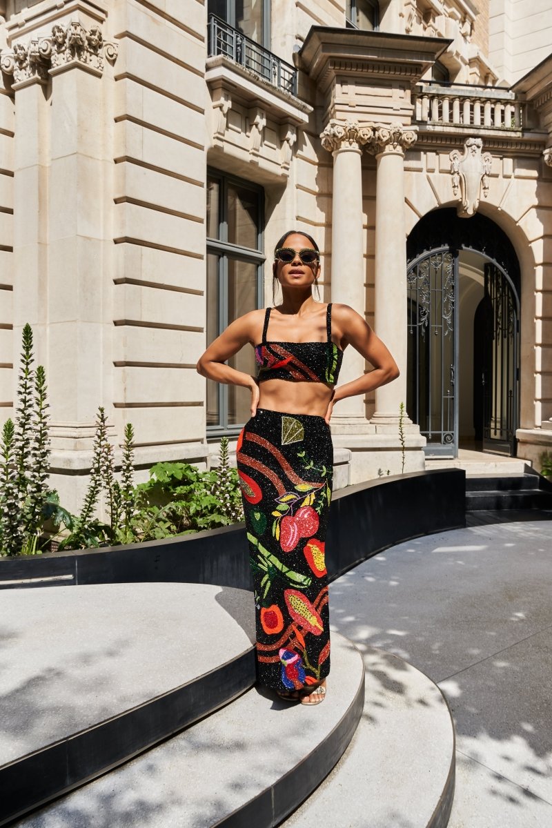 La Noche Beaded Co - ord Skirt Black Christina Milian - Oceanus Swimwear