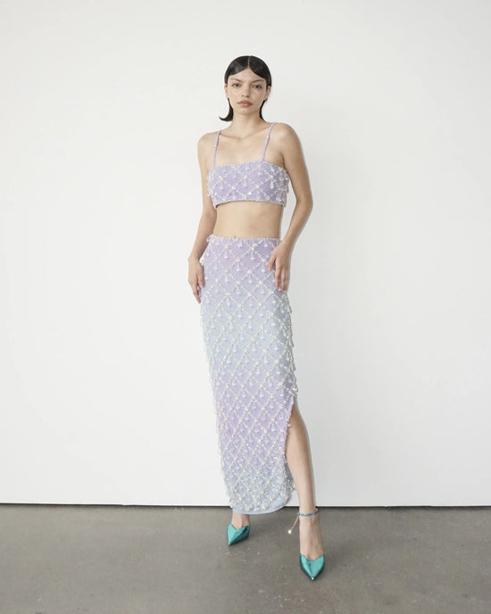 Calliope Luxury Crystal Blue Ombre Co - ord Top - Oceanus Swimwear