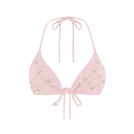 Rose Luxe Self-Tie Pink Bikini Top