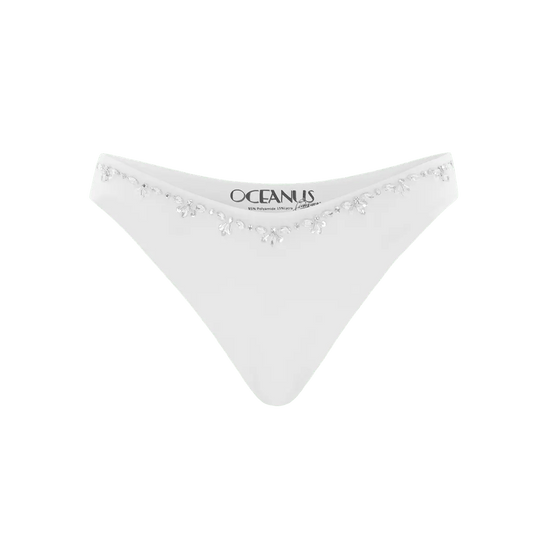 Aaliyah Hand Embroidered Crystals Bikini Bottom - Oceanus Swimwear