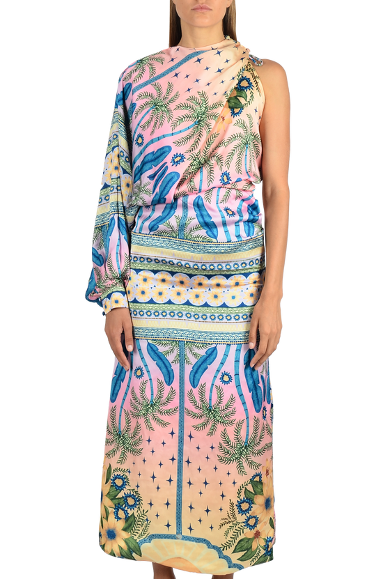 Lola One Shoulder Luxe Multi-Coloured Maxi dress
