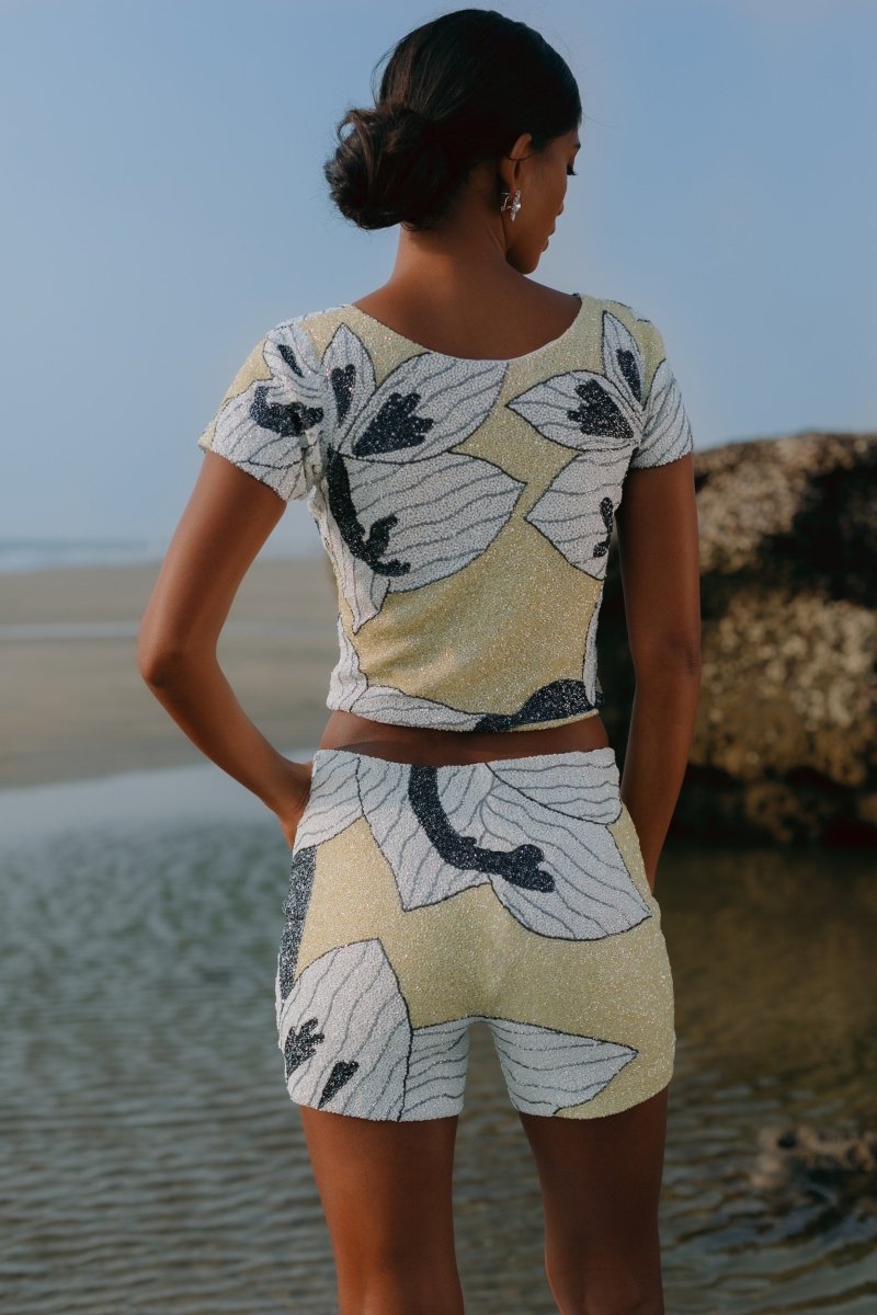 Lily Rose Short in Yellow Oceanus x By Poppy - Oceanus Swimwear