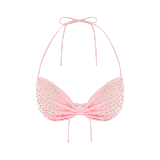 Ophelia Hand Embroidered Summer Bikini Top Pink