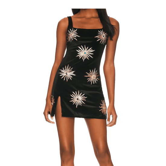 Callie Luxury Embellished Black Party Dress