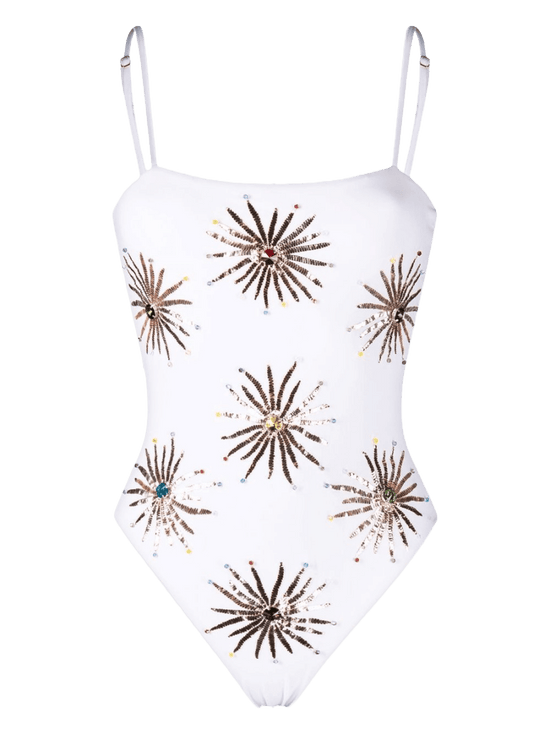 Dolly Two Strap Retro Swimsuit White - Oceanus Swimwear
