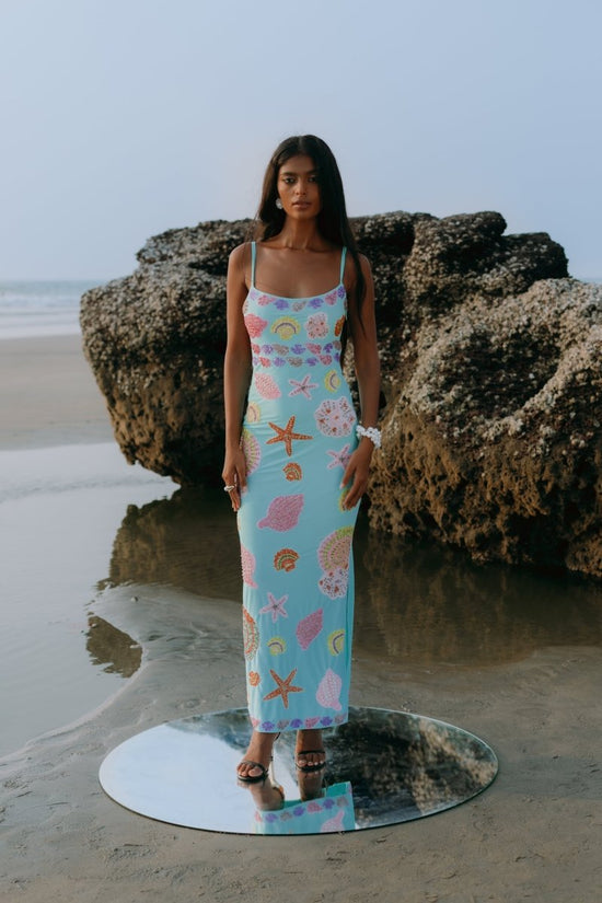 New York Strapped Dress in Blue - Oceanus Swimwear