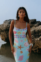 New York Strapped Dress in Blue - Oceanus Swimwear