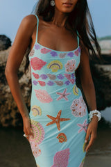 New York Strapped Dress in Blue - Oceanus Swimwear