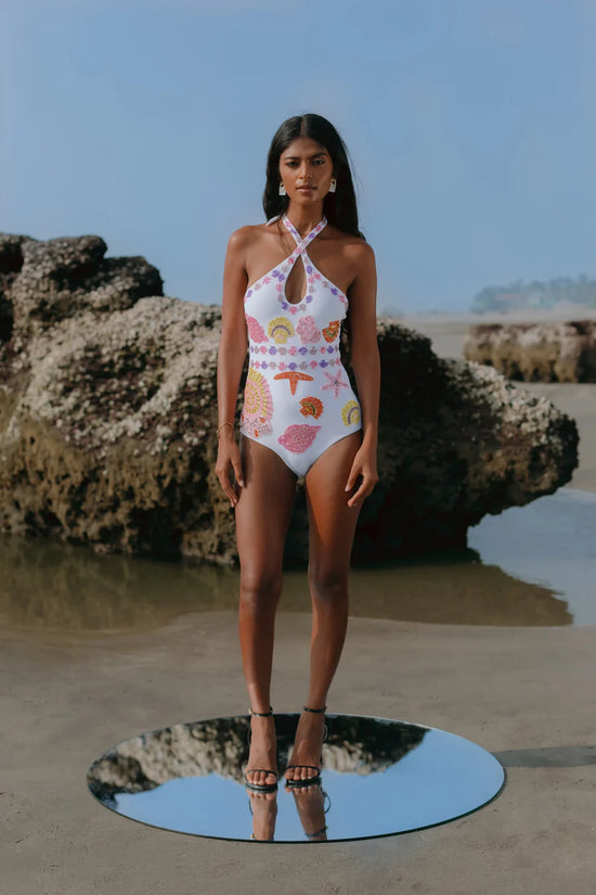 Sirena Cross Over Swimsuit in Pink - Oceanus Swimwear