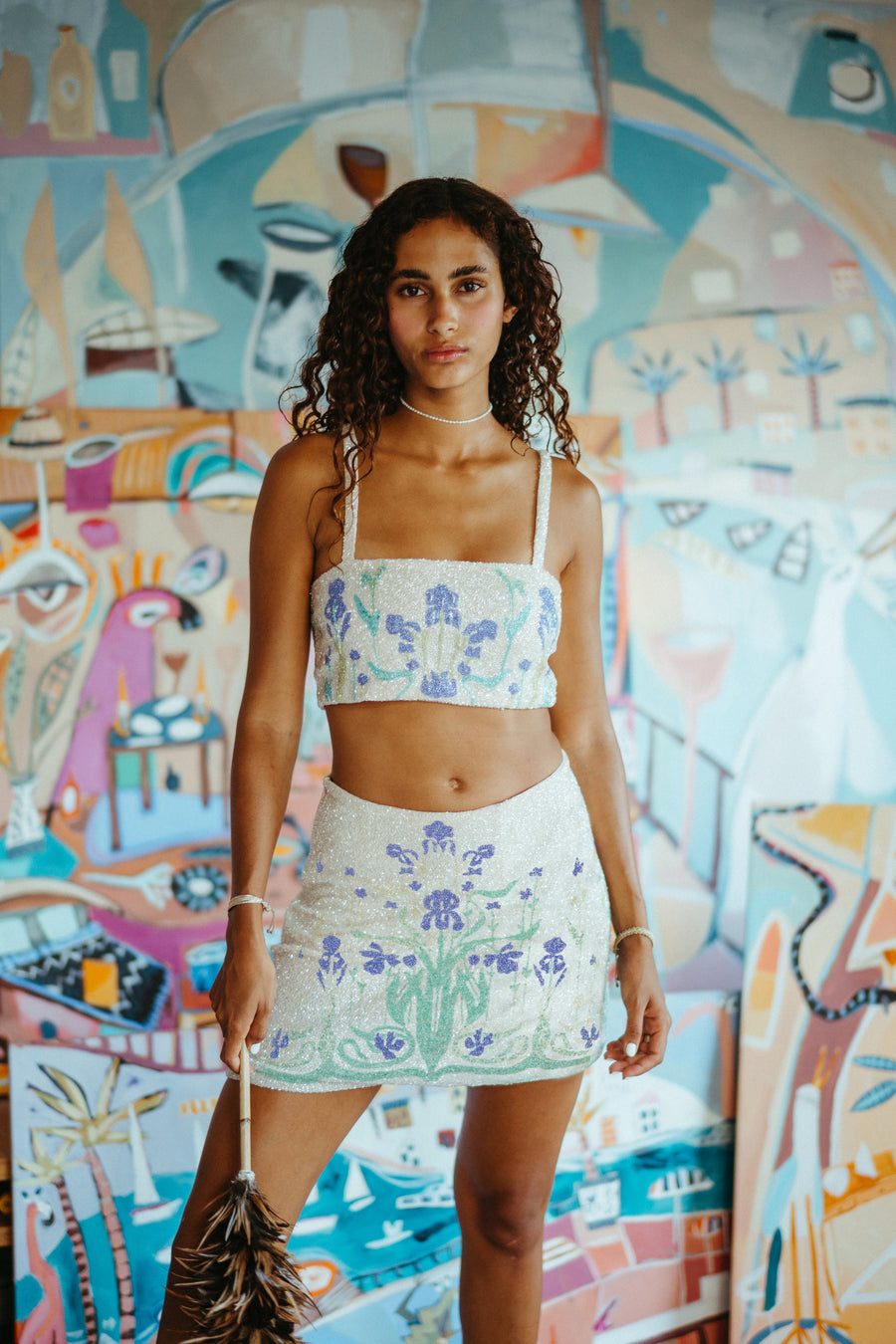 Santa Monica Hand-Embroidered Co-Ord Top