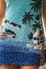 Oceanus x Taylor Nunez Island Blue Mini Dress